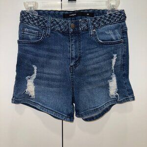 Harper Heritage Distressed Jean Shorts with Braided Waist